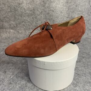 Paloma Terracotta Suede Low Heeled Oxford Style Shoe, Women’s Size 7.5, Ties